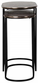 Set 2 masute de cafea ovale din metal Chandon 56x50x57 cm negru/maro