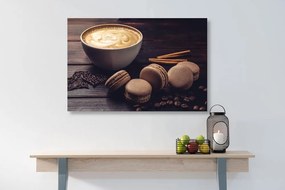 Tablou cafea cu macarons de ciocolată