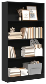 857845 vidaXL Bibliotecă, negru, 80x24x143 cm, lemn prelucrat