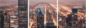 Tabloul cu metropolă luminată (cu ceas) (90x30 cm)