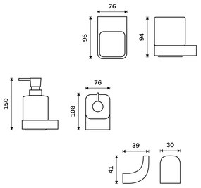 Dozator de săpun, suport de periuțe și cârlig de perete NIMCO NKC set-31K-T-90 NIKAU