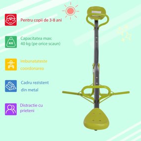 HOMCOM Leagan Basculant si Rotativ de Gradina pentru Copii in Metal, Verde si Gri