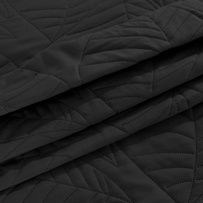 Cuvertura de pat neagra cu model LEAVES Dimensiune: 200 x 220 cm