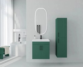 Set dulap baza suspendat Drop Lines Venus cu 2 usi verde si lavoar 50 cm alb