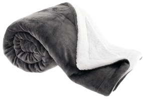Pătură moale cu două feţe, gri-maro / alb, 150x200cm, ABELE