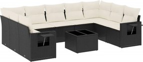 vidaXL Set canapele de grădină cu perne, 10 piese, negru, poliratan