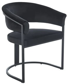 RESIGILAT- Scaun dining, cadru metalic negru, tapiterie catifea, Negru/Negru