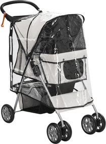 PawHut Cărucior Pliabil pentru Câini până la 10 kg cu Copertină Împotriva Ploii, 75x45x97 cm, Gri | Aosom Romania