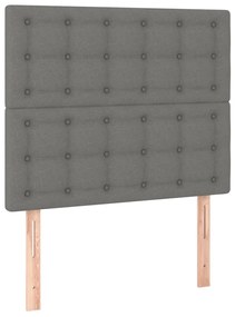 Pat box spring cu saltea, gri inchis, 80x200 cm, textil Morke gra, 80 x 200 cm, Nasturi de tapiterie