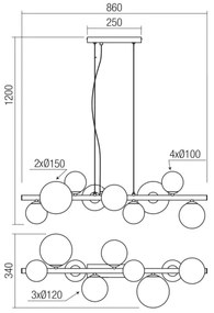 Lustră pe cablu Redo 01-3989 ASTRA 9xG9/8W/230V negru