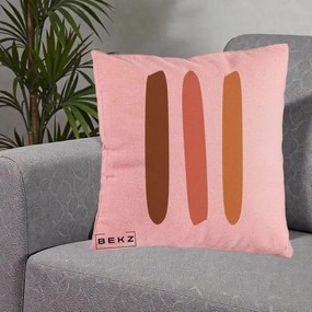 Perna Decorativa Abstract Linii Terracotta, 40x40 cm, Roz, Husa Detasabila, Perna Inclusa, BEKZ®