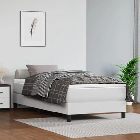 3120671 vidaXL Cadru de pat, alb, 90x190 cm, piele ecologică