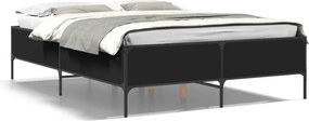 vidaXL Cadru de pat, negru, 120x190 cm, lemn prelucrat și metal