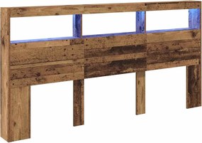 vidaXL Tăblie cap cu raft Lemn Vechi 200 x 17 x 102 cm Lemn compozit