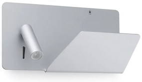 Aplica de perete ultra moderna / Lampa cu reader LED SUAU USB gri dormitor dreapta 62123
