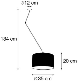 Lampă suspendată inteligentă din oțel cu abajur alb 35 cm inclusiv Wifi A60 - Blitz