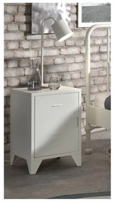 Noptieră albă din metal Bronxx - Vipack