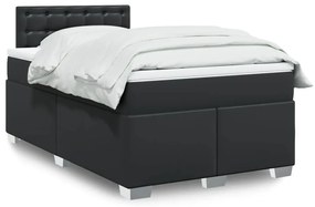 vidaXL Pat continental cu saltea, negru, 120x200 cm, piele ecologică