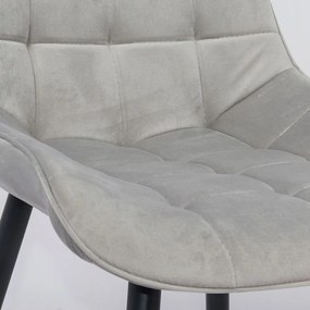 Scaun living gri deschis BUC 206 din catifea cu cadru metalic rezistent