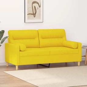 3200826 vidaXL Canapea cu 2 locuri cu pernuțe, galben deschis, 140 cm, textil