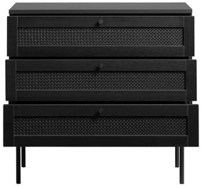 Comodă neagră joasă cu aspect de lemn de stejar 80x75 cm Pensacola – Unique Furniture