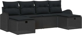 vidaXL Set de canapea cu pernă cu depozitare 6 pcs Negru poliratan