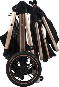 Carucior nou nascuti 2 in 1 NOVOKIDS™ X2000 series, Cu geanta bebe, Cadru Aluminiu Gold, Amortizoare, Roti din cauciuc plin AVE, Landou, Spatar