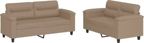 vidaXL Set de canapele cu perne, 2 piese, cappuccino, piele ecologică