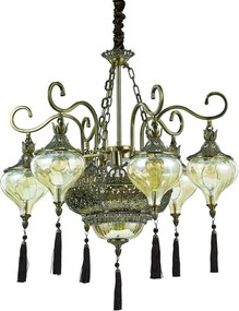 Candelabru LUX design clasic cu 6 brate, din alama finisaj antichizat, HAREM SP9 116006
