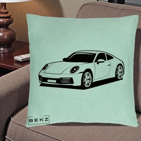Perna Personalizata Porsche 911 Silueta, 40x40 cm, Verde Menta, Husa Detasabila, Perna Inclusa, BEKZ®