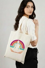 Sacosa de Panza pentru Cumparaturi, Geanta Tote Yoga 17, 38x34.5 cm, Alba, BEKZ®