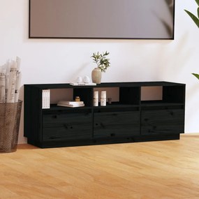 Comoda TV, negru, 140x37x50 cm, lemn masiv de pin 1, Negru