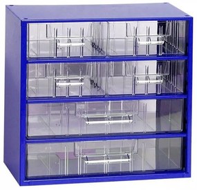 Organizator metalic, 6 sertare, albastru 4S 2D