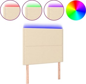 vidaXL Tăblie de pat cu LED, crem, 90x5x118/128 cm, textil