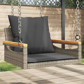 vidaXL Bancă de balansoar cu perne, gri, 63x62x40 cm, poliratan