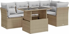 vidaXL Set canapele de grădină cu perne, 6 piese, bej, poliratan