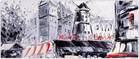 Tablou - Strada din Paris, pictură în ulei (120x50 cm)