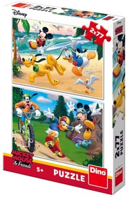 PUZZLE 2 IN 1 - MICKEY CAMPIONUL (2 X 77 PIESE) - DINO (386129)
