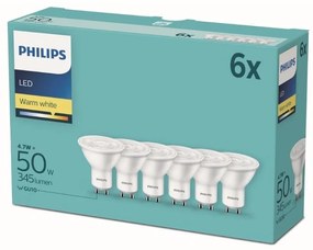 SET 6x bec LED Philips GU10/4,7W/230V 2700K