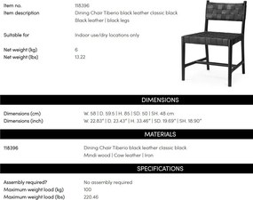 Scaun design LUX, Piele clasica neagra, Lemn, Tiberio