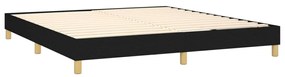 Pat box spring cu saltea, negru, 160x200 cm, textil Negru, 160 x 200 cm, Benzi verticale