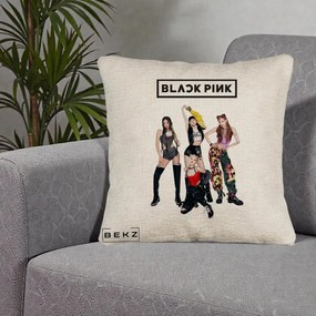 Perna Personalizata K-pop BLACKPINK Fotografie de Grup, 40x40 cm, Bej Canapea, Husa Detasabila, Perna Inclusa, BEKZ®