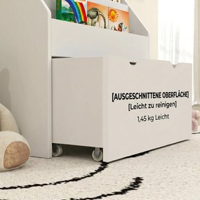 AIYAPLAY Bibliotecă Copii 3-8 Ani cu 3 Rafturi și Sertar, Raft de Depozitare Jucării, 62,5x30x70 cm, Alb | Aosom Romania