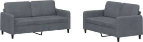 vidaXL Set canapea, 2 piese, gri închis, catifea
