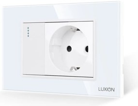Intrerupator Simplu + Priza cu Rama din Sticla LUXION, Standard Italian, 3M