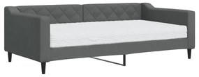 3197419 vidaXL Pat de zi cu saltea, gri închis, 90x190 cm, textil