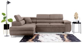 Colțar extensibil Annabelle L stânga - catifea bej hidrofobă Vogue 4 / picioare cromate