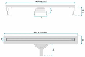 Set rigola pentru dus plus capac auriu periat Rea Neox Slim Pro 80 cm