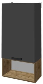 Set mobilier living Poelfy, Pako World, Gri inchis-Stejar, 170x37x42 cm