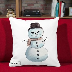 Perna Decorativa Om de Zapada Kawaii Haios, 40x40 cm, Alba Mata, Husa Detasabila, Perna Inclusa, BEKZ®